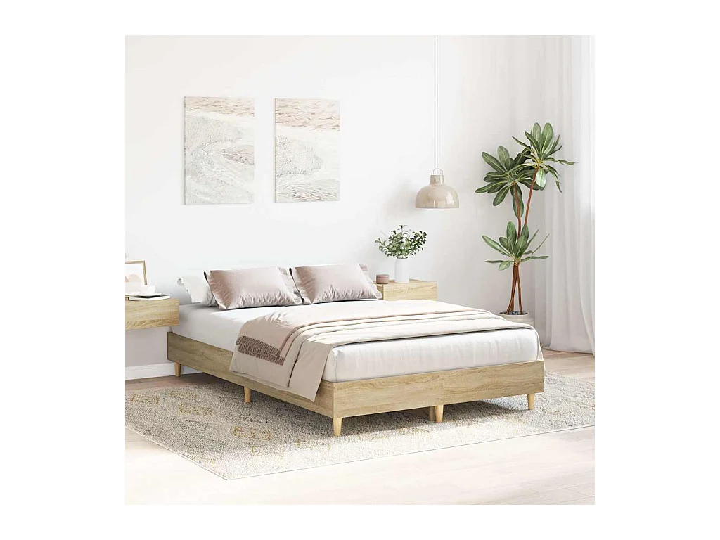 Lit double | Lit adulte | Cadre de lit chêne sonoma 140x190 cm