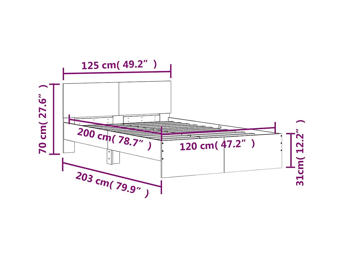 Lit simple | Lit adulte, enfant | Cadre de lit chêne sonoma 120x200 cm