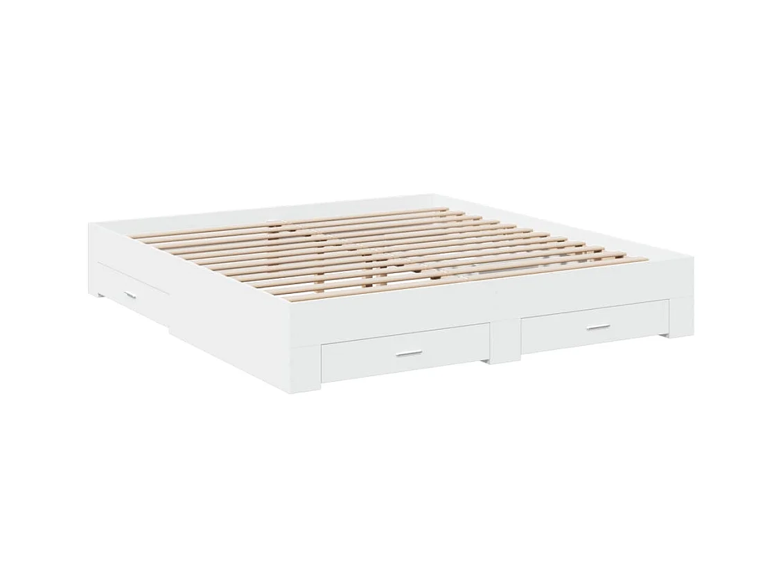 Lit double | Lit adulte | Cadre de lit avec tiroirs blanc 200x200 cm