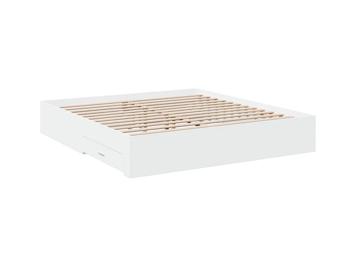 Lit double | Lit adulte | Cadre de lit avec tiroirs blanc 200x200 cm