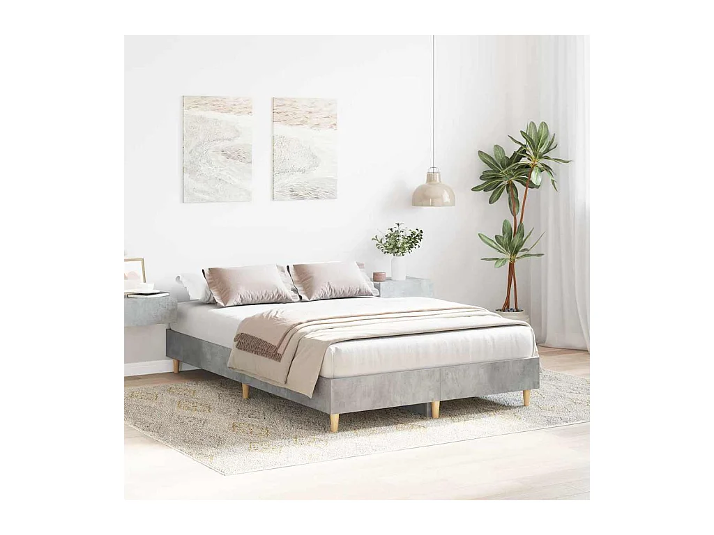 Lit simple | Lit adulte, enfant | Cadre de lit Gris béton 120x190 cm Bois d'ingénierie