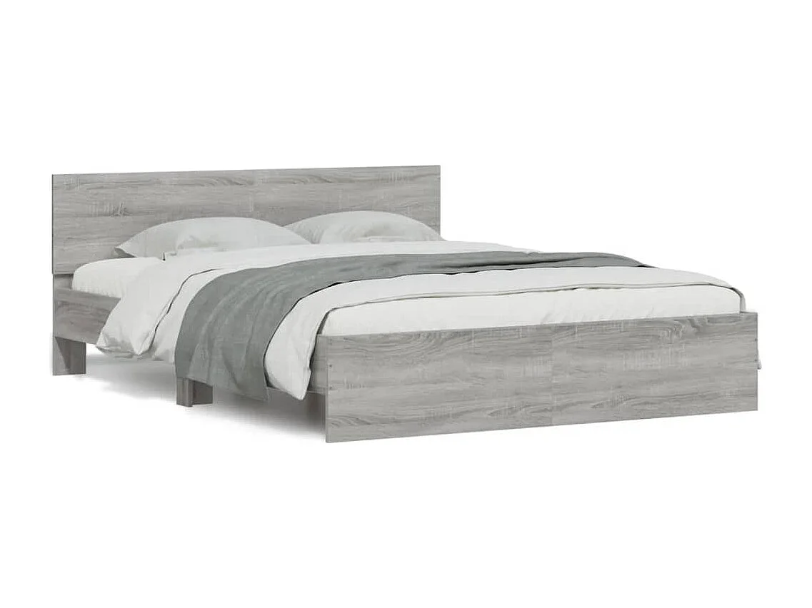 Lit double | Lit adulte | Cadre de lit sonoma gris 140x190 cm