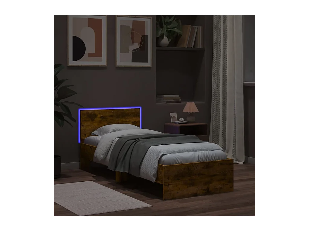 Lit simple | Lit adulte, enfant | Cadre de lit avec lumières LED 90x200 cm