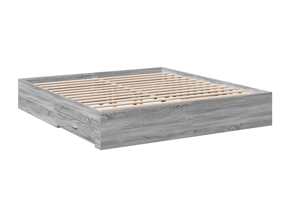 Lit double | Lit adulte | Cadre de lit avec tiroirs sonoma gris 180x200 cm