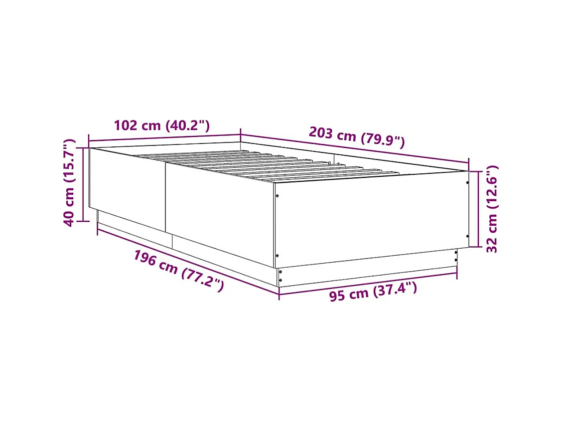 Lit simple | Lit adulte, enfant | Cadre de lit blanc 100x200 cm