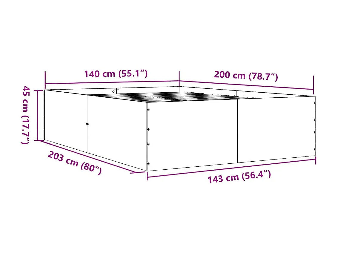 Lit double | Lit adulte | Cadre de lit blanc 140x200 cm