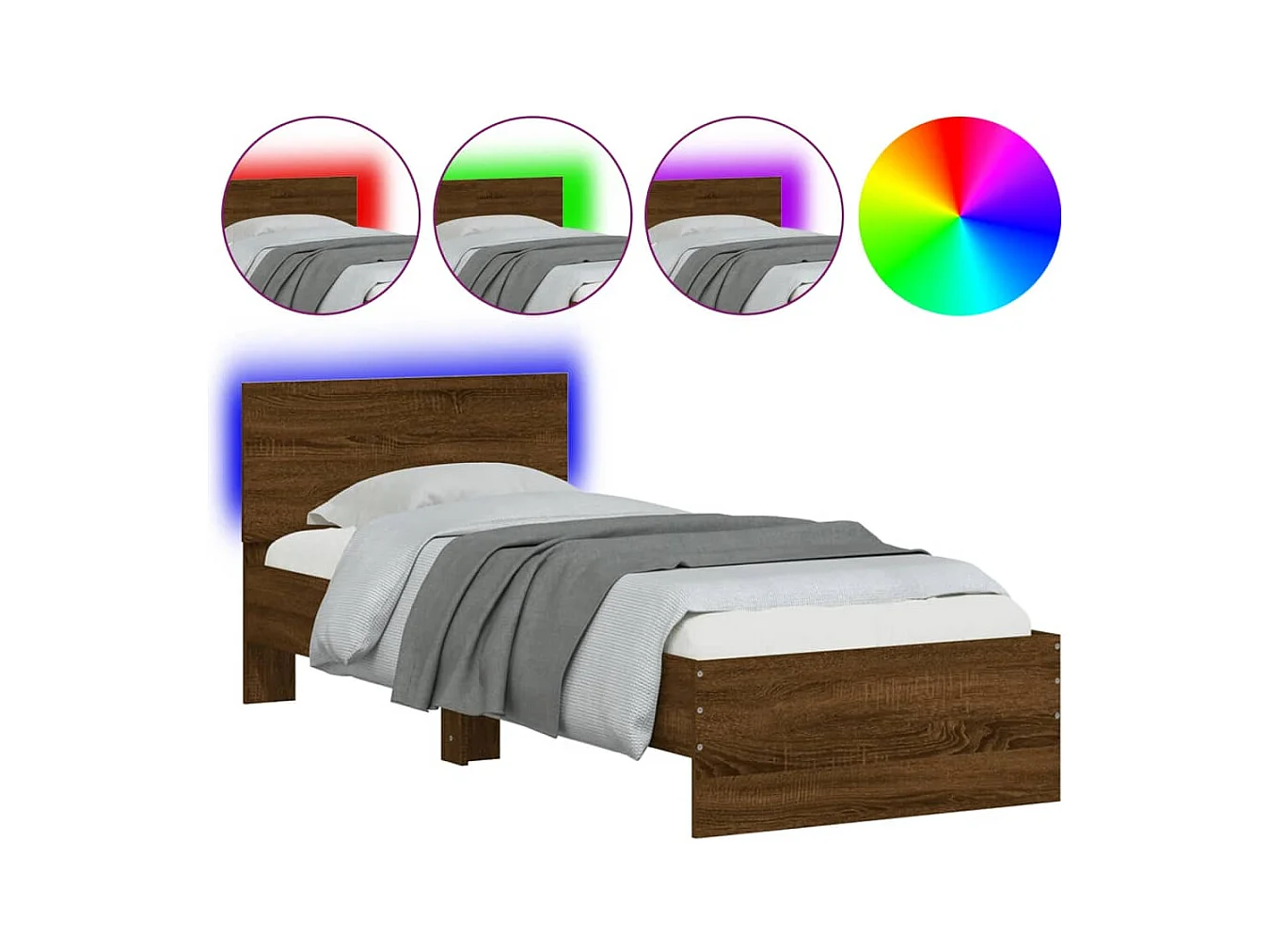 Lit simple | Lit adulte, enfant | Cadre de lit avec lumières LED 75x190 cm