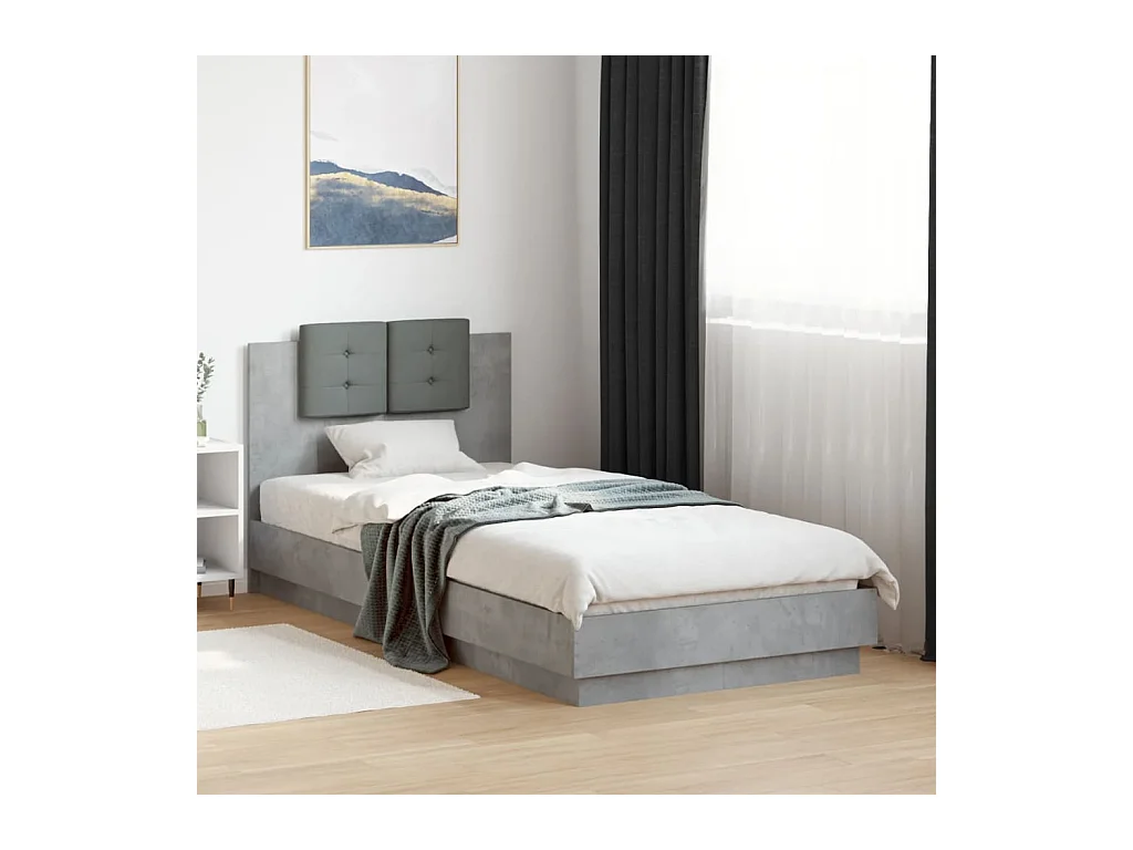 Lit simple | Lit adulte, enfant | Cadre de lit gris béton 100x200 cm