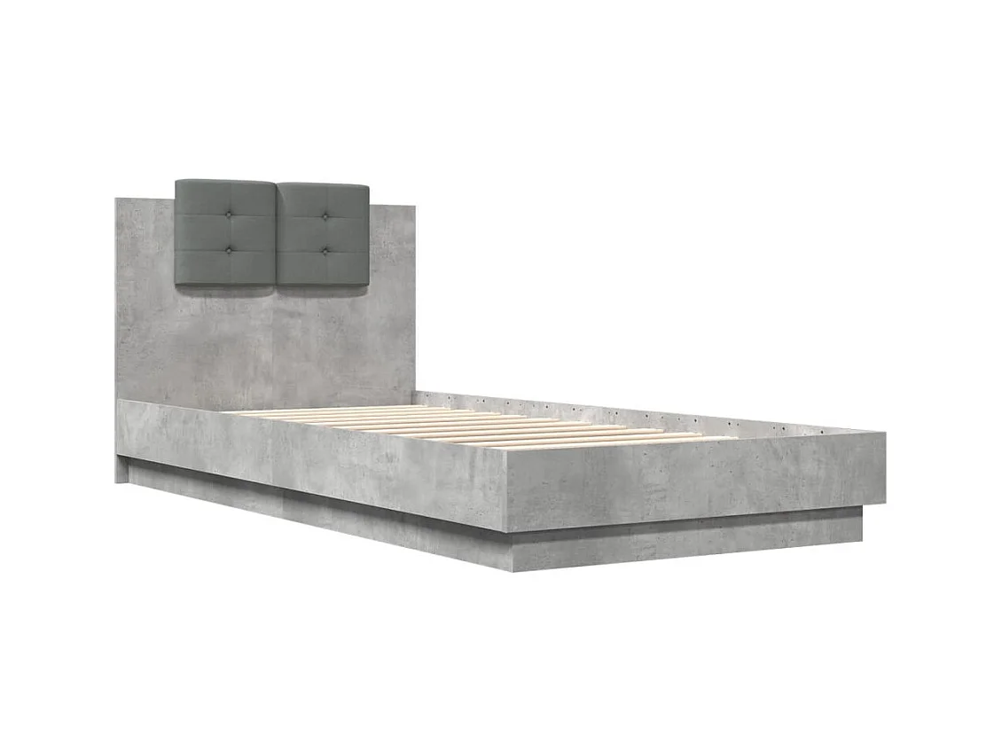 Lit simple | Lit adulte, enfant | Cadre de lit gris béton 100x200 cm