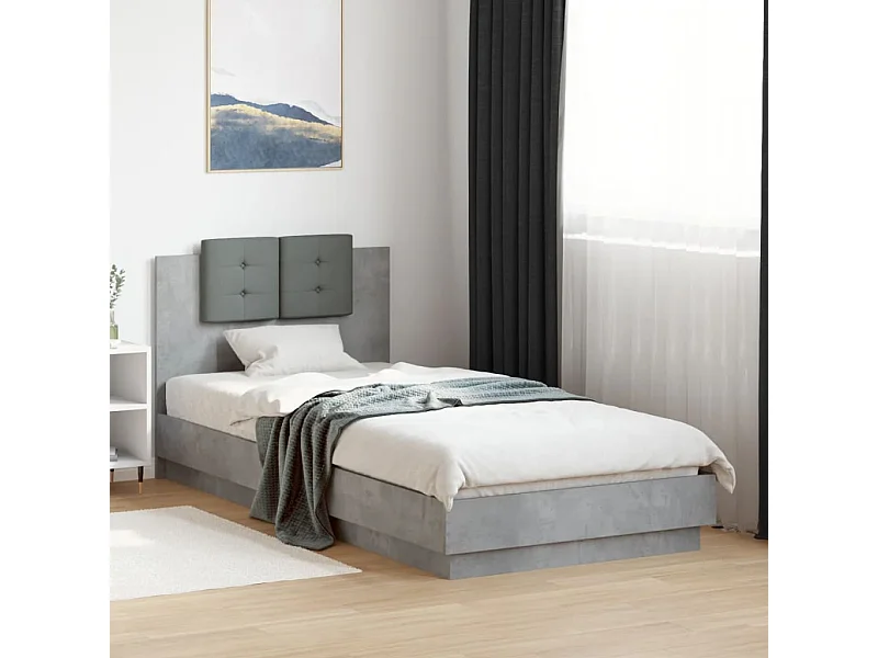 Lit simple | Lit adulte, enfant | Cadre de lit gris béton 100x200 cm