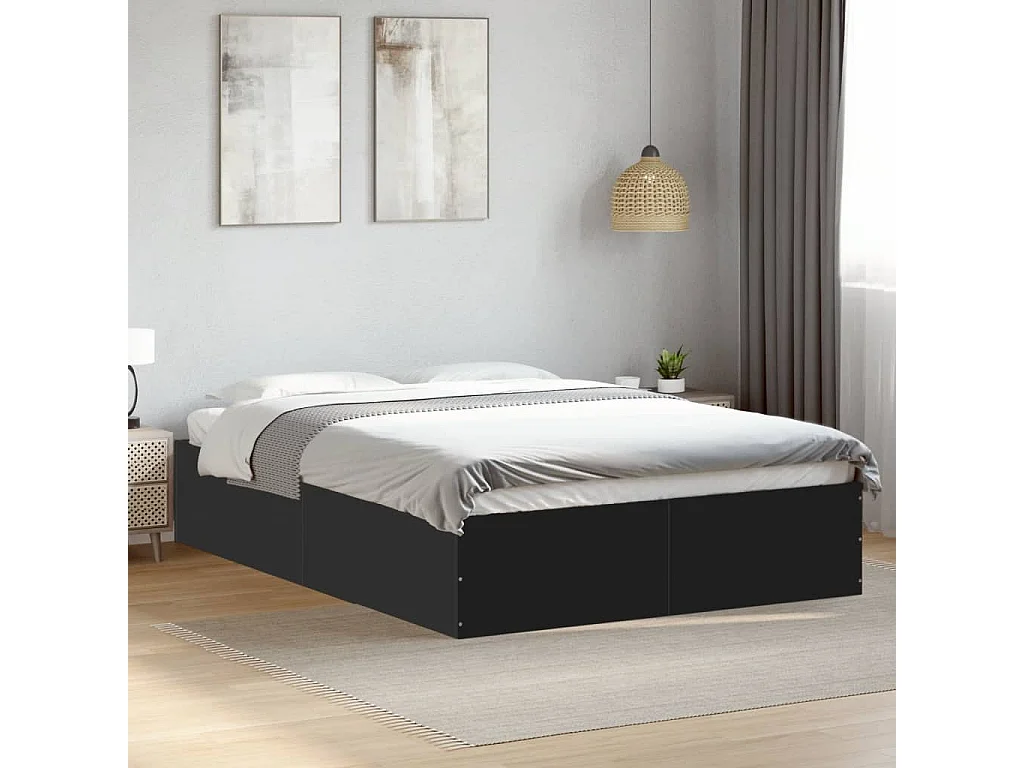 Lit simple | Lit adulte, enfant | Cadre de lit noir 120x190 cm