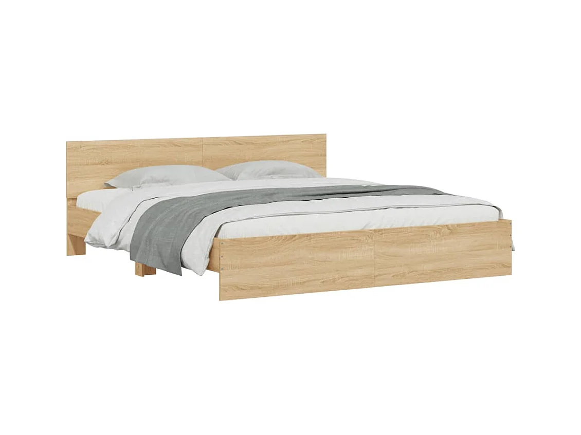 Lit double | Lit adulte | Cadre de lit avec LED chêne sonoma 200x200 cm