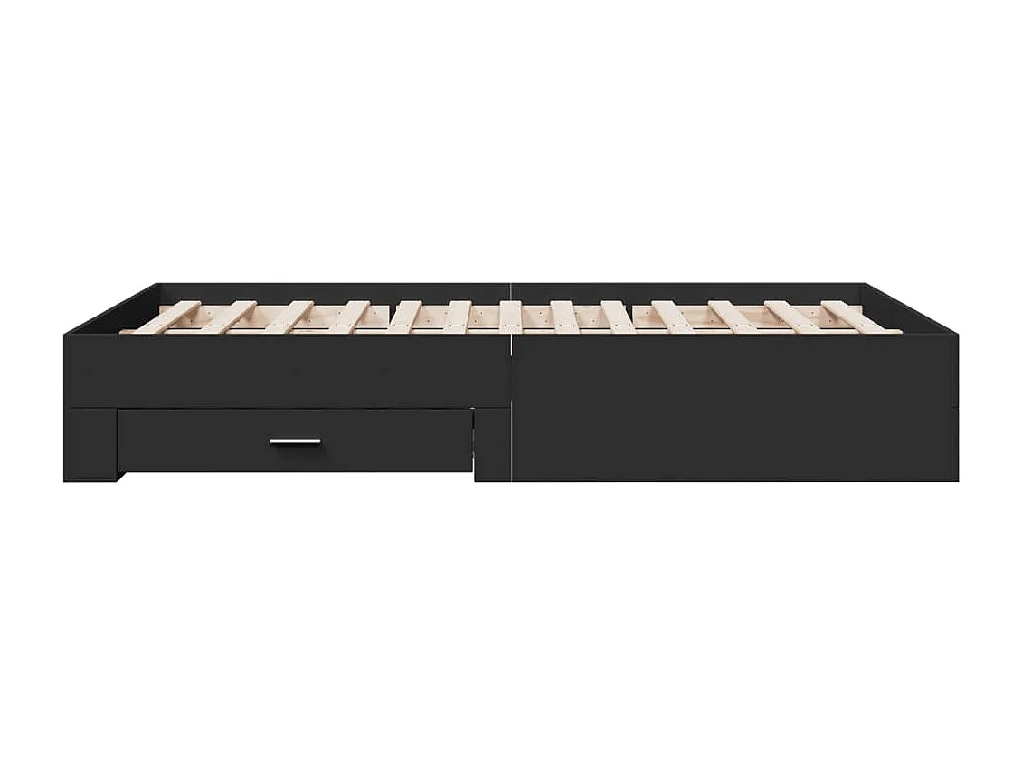 Lit simple | Lit adulte, enfant | Cadre de lit avec tiroirs noir 120x190 cm