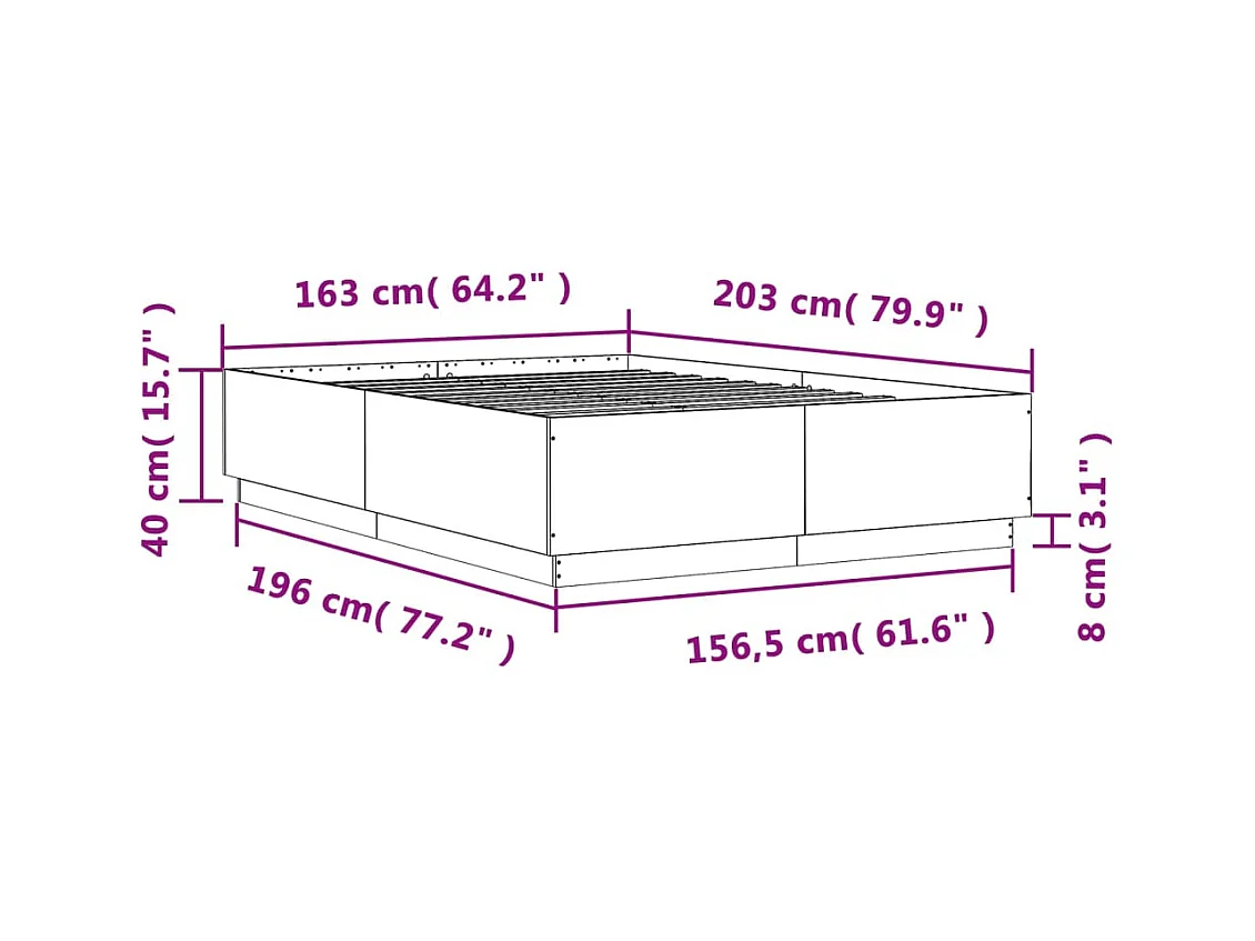 Lit double | Lit adulte | Cadre de lit blanc 160x200 cm