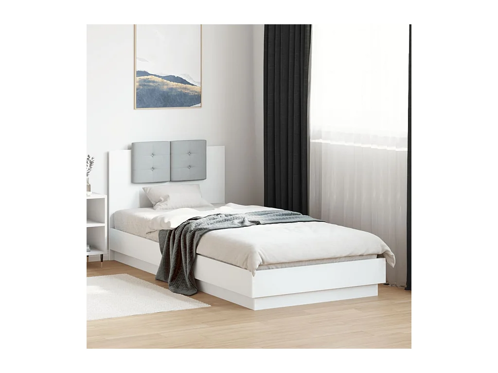 Lit simple | Lit adulte, enfant | Cadre de lit blanc 100x200 cm