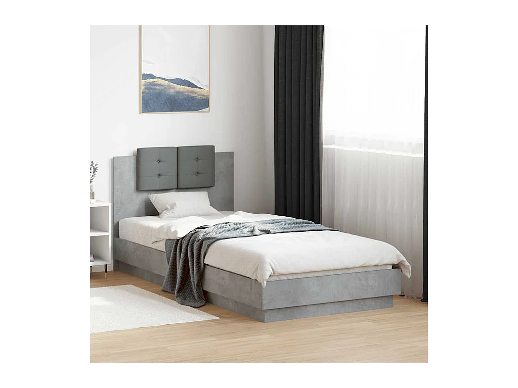 Lit simple | Lit adulte, enfant | Cadre de lit gris béton 90x200 cm