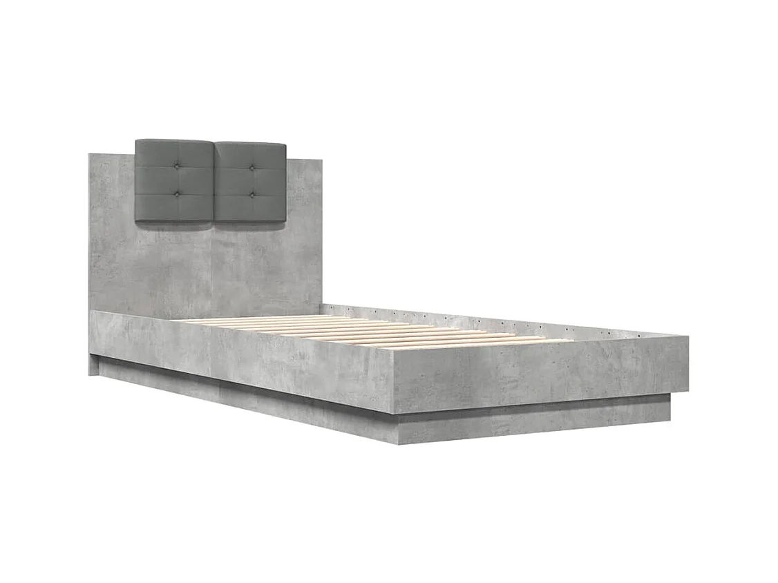 Lit simple | Lit adulte, enfant | Cadre de lit gris béton 90x200 cm