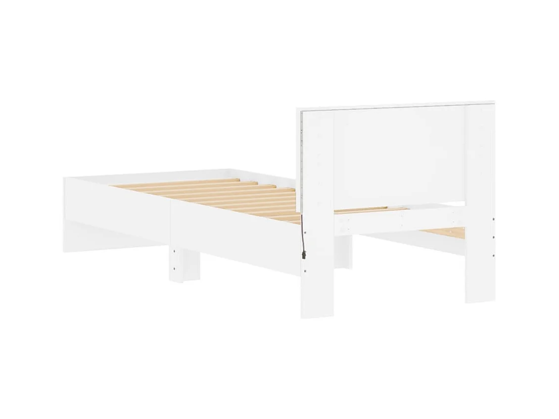 Lit simple | Lit adulte, enfant | Cadre de lit avec lumières LED blanc 90x190 cm
