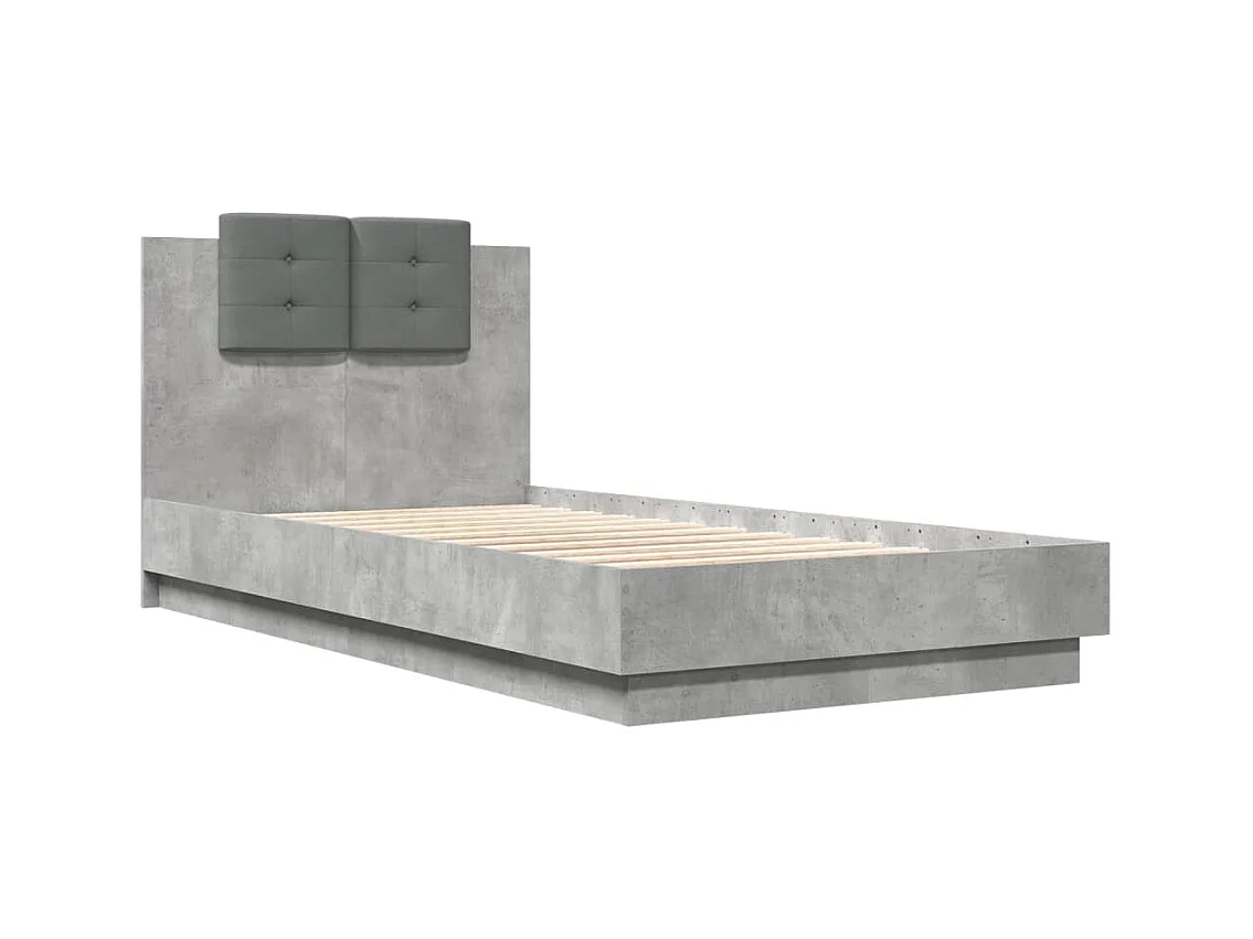 Lit simple | Lit adulte, enfant | Cadre de lit gris béton 75x190 cm