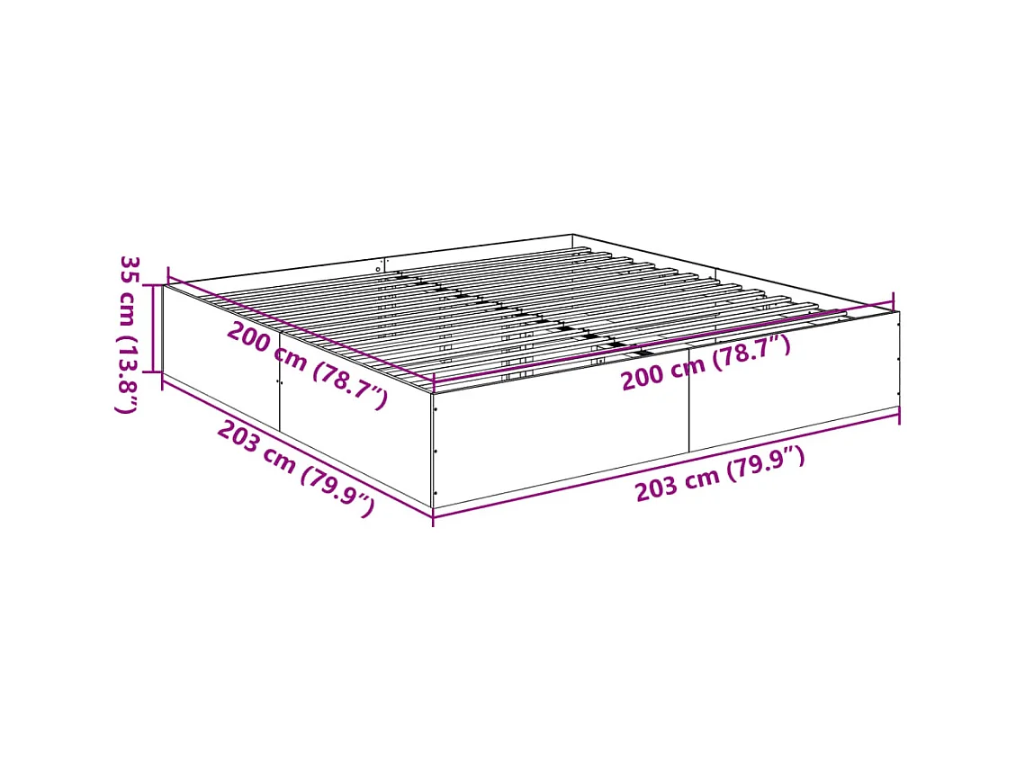 Lit double | Lit adulte | Cadre de lit chêne sonoma 200x200 cm