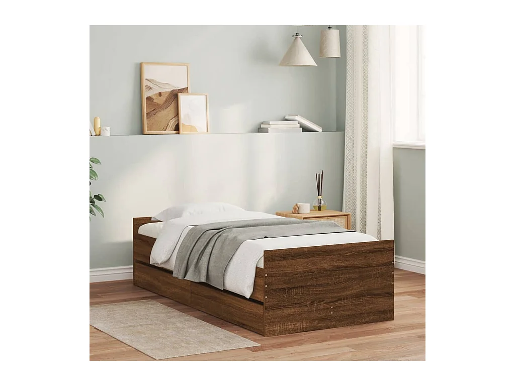 Lit simple | Lit adulte, enfant | Cadre de lit chêne marron 75x190 cm