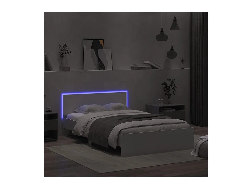 Lit double | Lit adulte | Cadre de lit avec LED blanc 135x190 cm