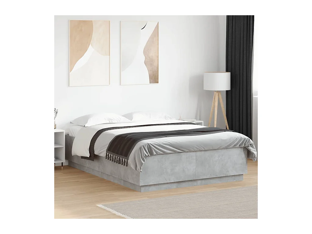 Lit double | Lit adulte | Cadre de lit gris béton 160x200 cm