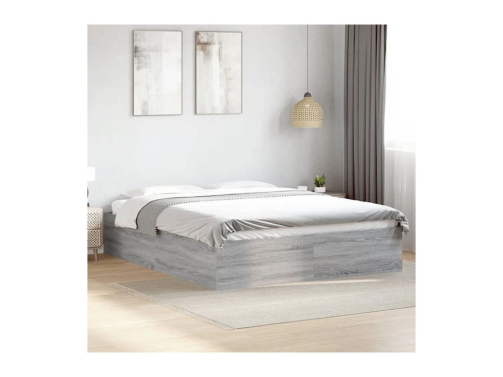 Lit double | Lit adulte | Cadre de lit sonoma gris 160x200 cm