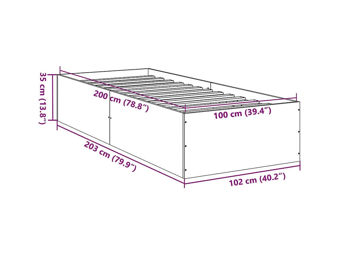 Lit simple | Lit adulte, enfant | Cadre de lit sonoma gris 100x200 cm