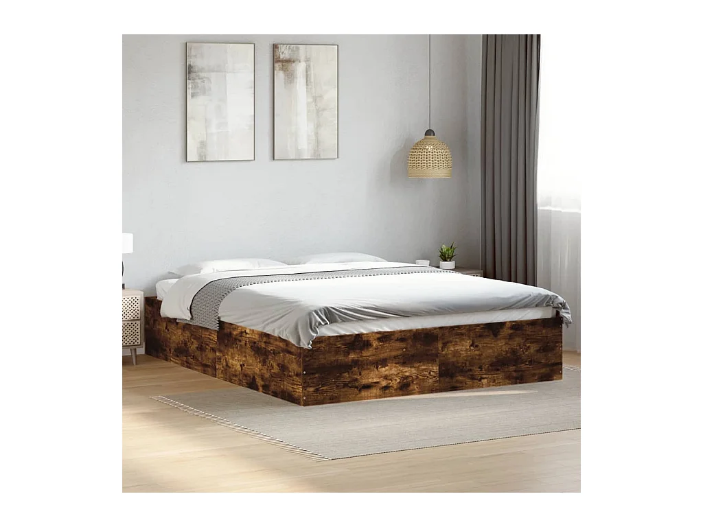 Lit double | Lit adulte | Cadre de lit chêne fumé 150x200 cm