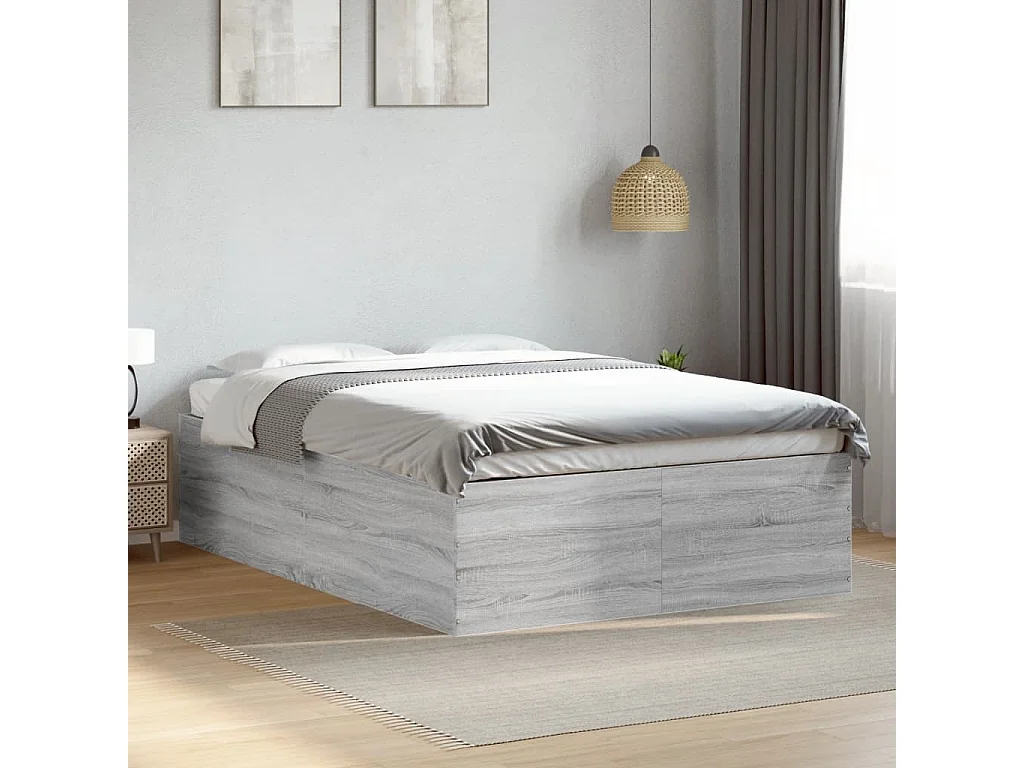 Lit double | Lit adulte | Cadre de lit sonoma gris 140x190 cm