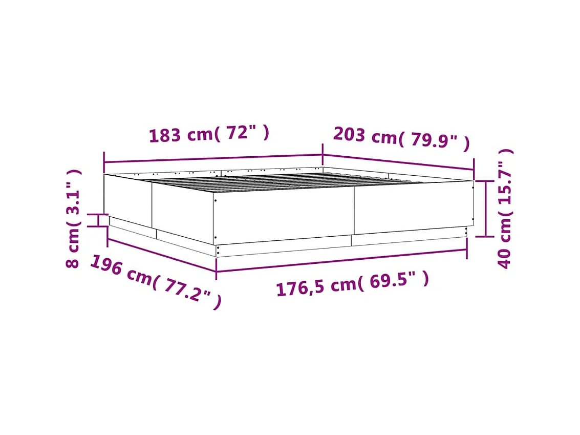 Lit double | Lit adulte | Cadre de lit noir 180x200 cm