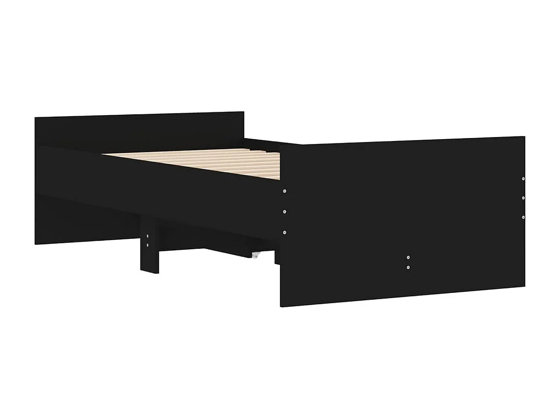 Lit simple | Lit adulte, enfant | Cadre de lit avec tiroirs noir 90x200 cm