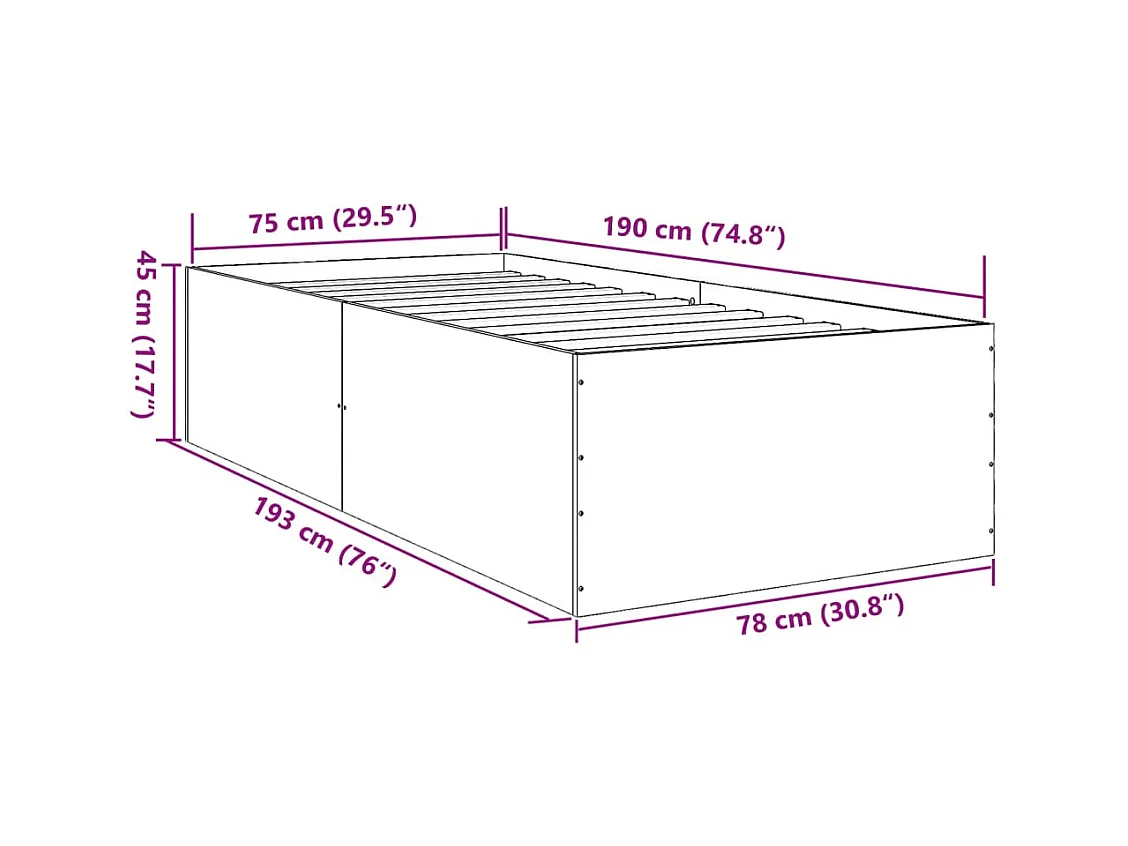 Lit simple | Lit adulte, enfant | Cadre de lit chêne sonoma 75x190 cm