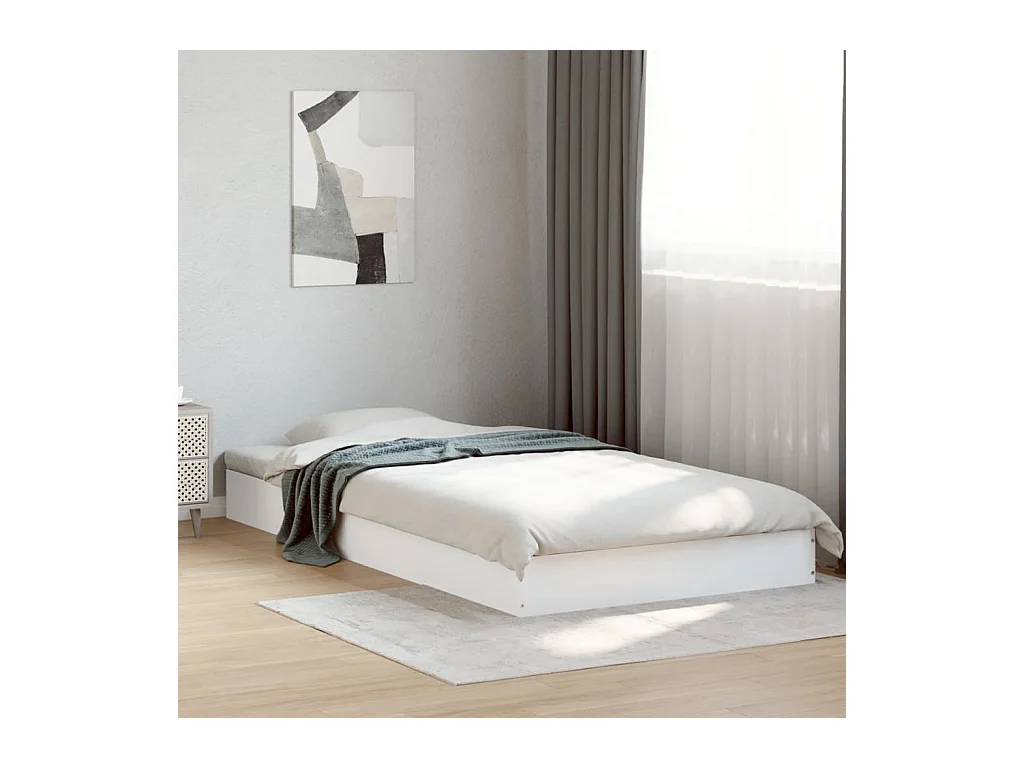 Lit simple | Lit adulte, enfant | Cadre de lit blanc 100x200 cm bois d'ingénierie