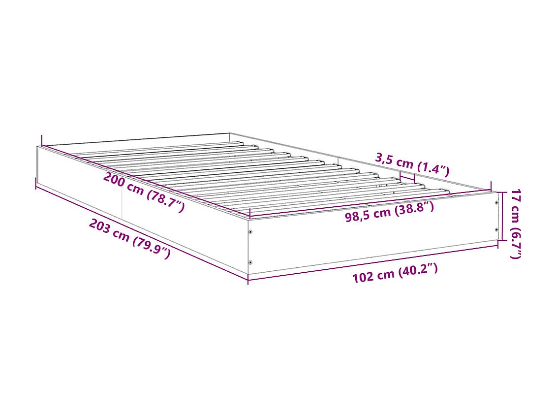 Lit simple | Lit adulte, enfant | Cadre de lit blanc 100x200 cm bois d'ingénierie