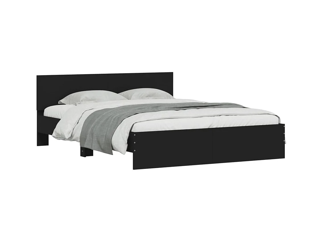 Lit double | Lit adulte | Cadre de lit avec LED noir 150x200 cm