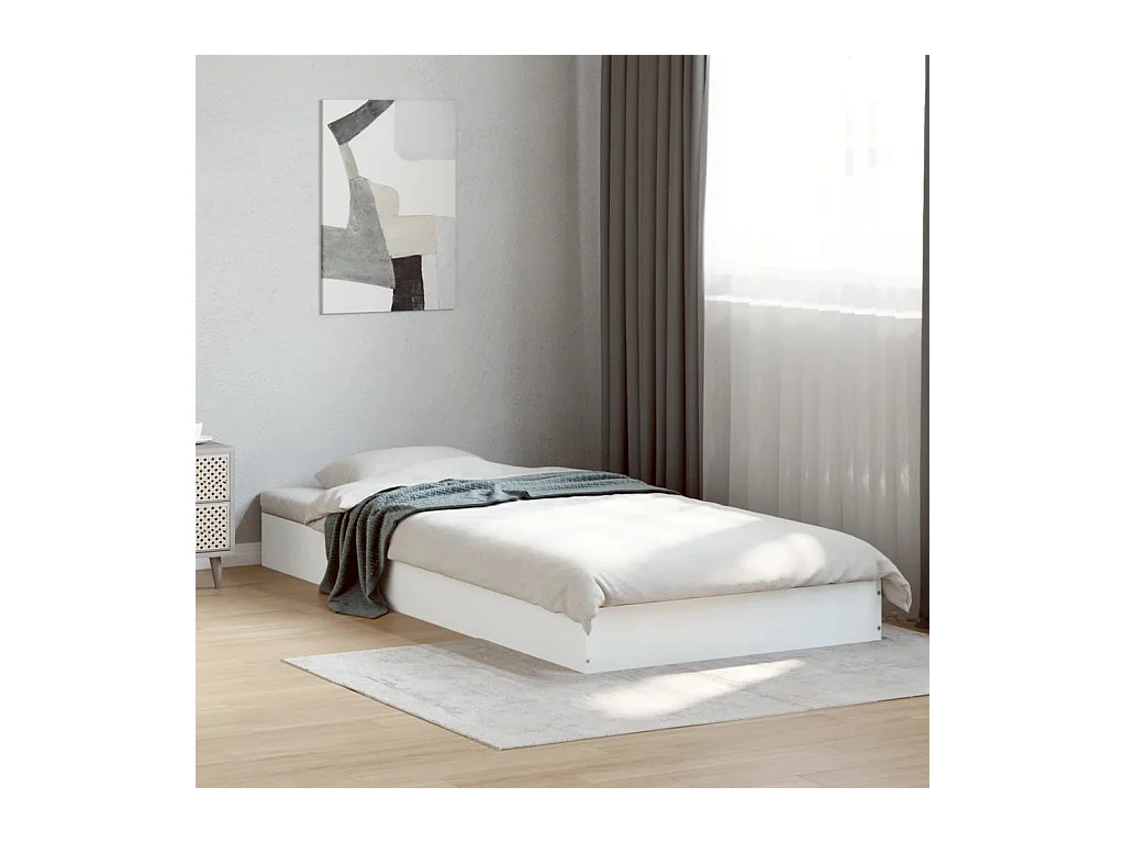 Lit simple | Lit adulte, enfant | Cadre de lit blanc 75x190 cm bois d'ingénierie