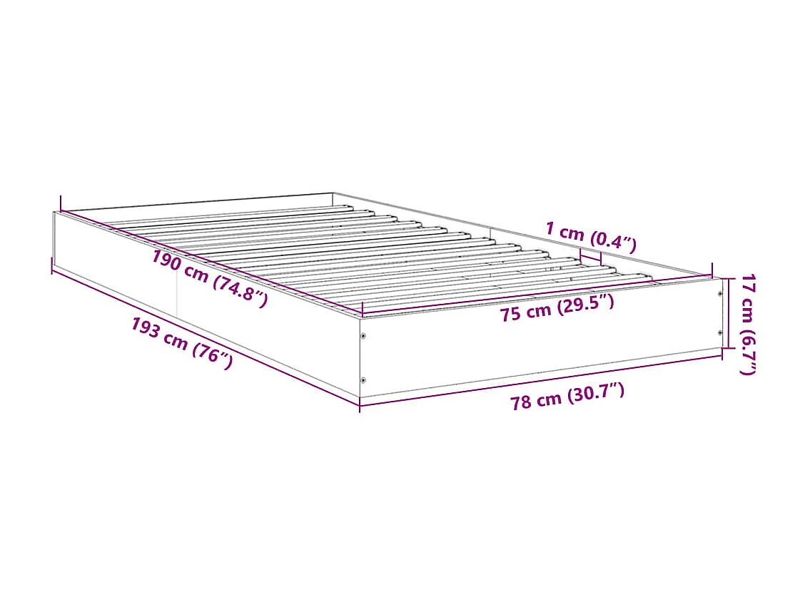 Lit simple | Lit adulte, enfant | Cadre de lit chêne sonoma 75x190 cm