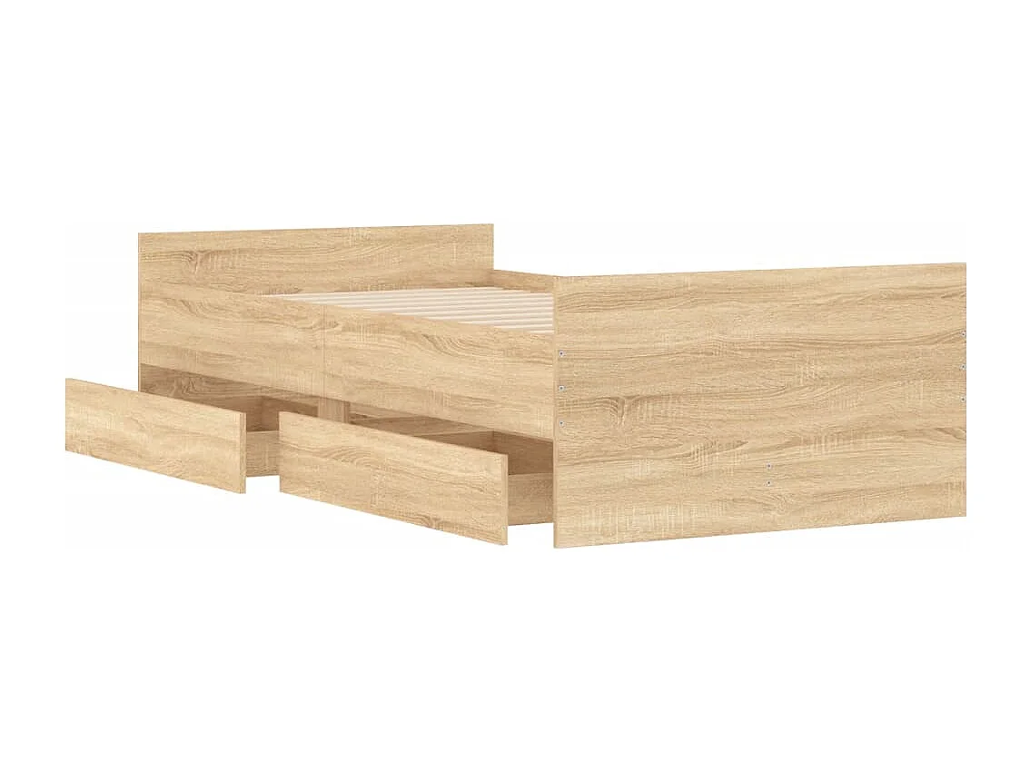 Lit simple | Lit adulte, enfant | Cadre de lit avec tiroirs chêne sonoma 90x200 cm
