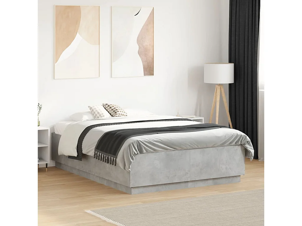 Lit double | Lit adulte | Cadre de lit gris béton 135x190 cm