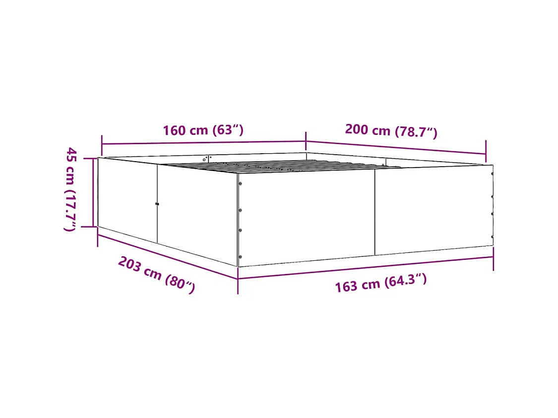 Lit double | Lit adulte | Cadre de lit sonoma gris 160x200 cm