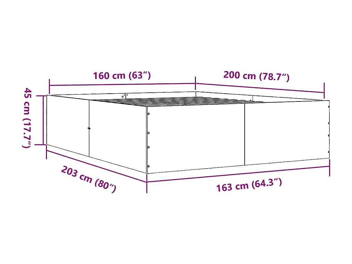 Lit double | Lit adulte | Cadre de lit sonoma gris 160x200 cm