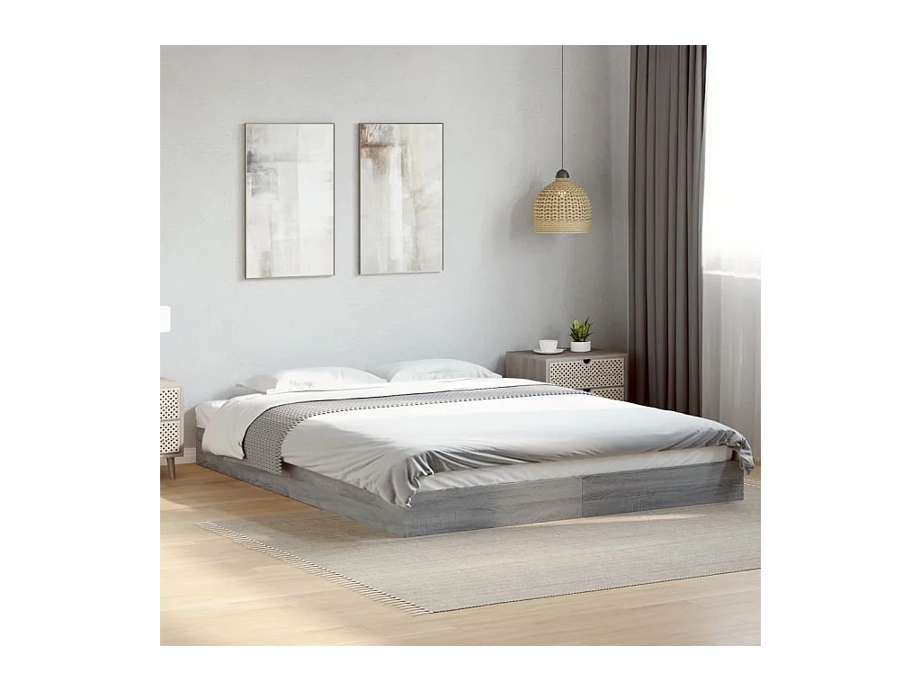 Lit double | Lit adulte | Cadre de lit sonoma gris 160x200cm bois ingénierie