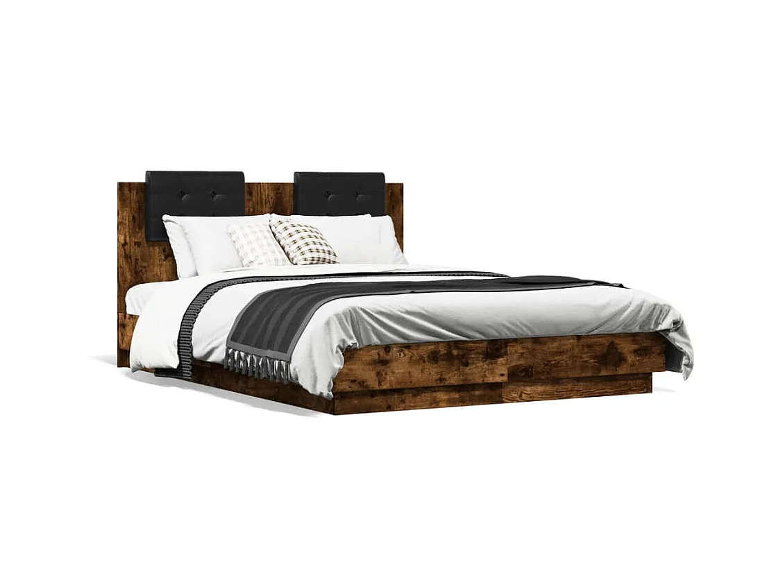 Lit simple | Lit adulte, enfant | Cadre de lit chêne fumé 120x190 cm