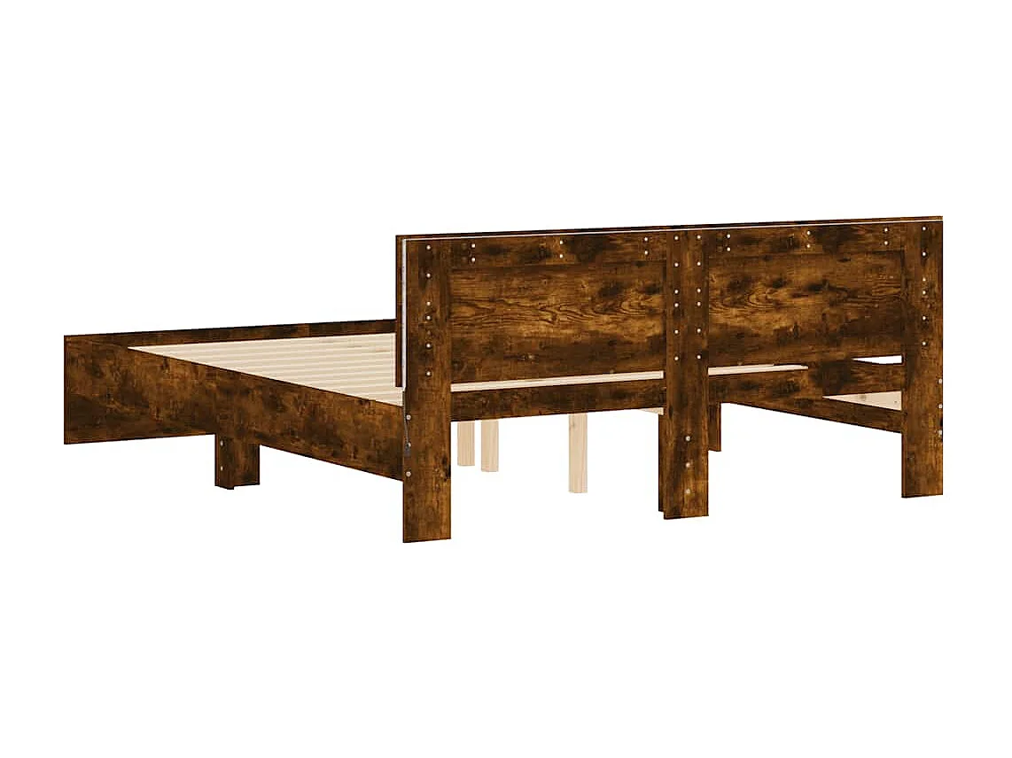 Lit double | Lit adulte | Cadre de lit avec tête de lit et LED chêne fumé 150x200 cm