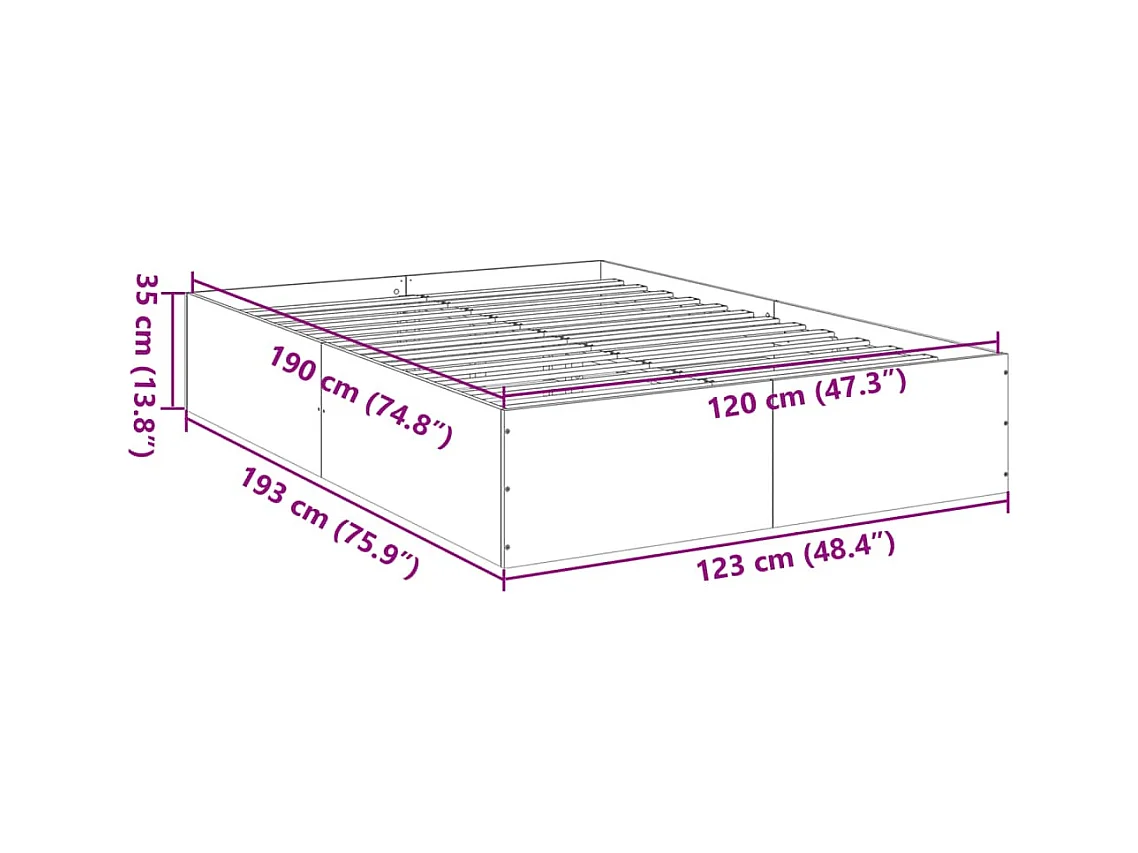 Lit simple | Lit adulte, enfant | Cadre de lit sonoma gris 120x190 cm