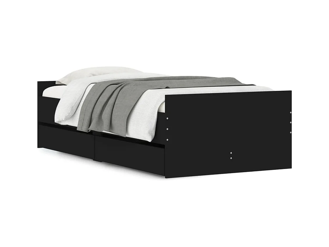 Lit simple | Lit adulte, enfant | Cadre de lit noir 75x190 cm