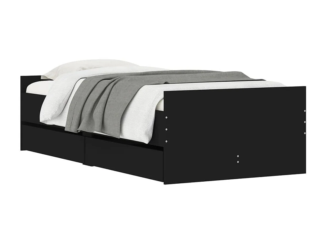 Lit simple | Lit adulte, enfant | Cadre de lit noir 75x190 cm