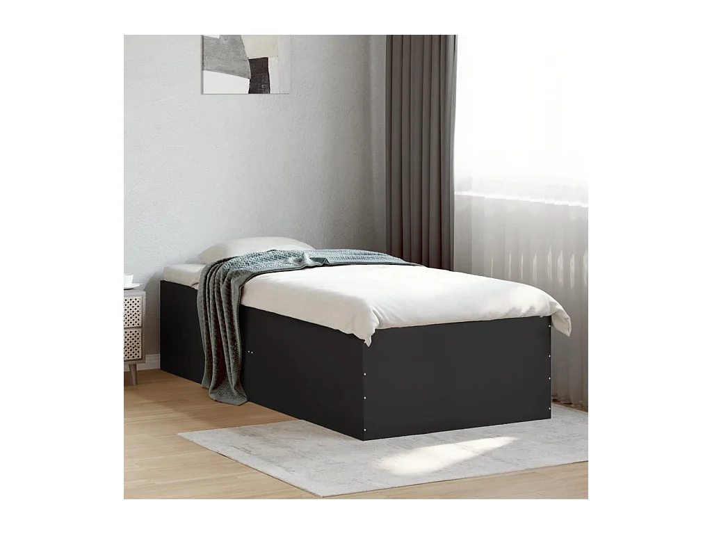 Lit simple | Lit adulte, enfant | Cadre de lit noir 100x200 cm